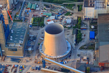 Construction site for the expansion of the Rhine port steam power plant Karlsruhe of EnBW Energie Baden-Württemberg AG in the district Daxlanden in Karlsruhe in the state Baden-Wuerttemberg, Germany seen from above