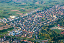 Aerial view of District Mörsch in Rheinstetten in the state Baden-Wuerttemberg, Germany