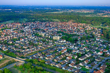 View of the town from the northeast in Ötigheim in the state Baden-Wuerttemberg, Germany