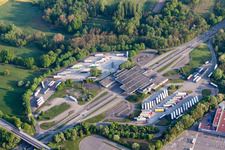 Lorries and Truck storage areas and free-standing storage on former customs Lauterbourg now state-police department Bienwald in Scheibenhard in Grand Est, France