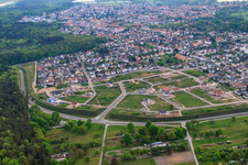 Aerial view of Vogelring new development area in Jockgrim in the state Rhineland-Palatinate, Germany