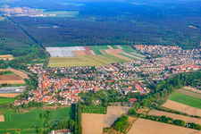 Aerial photograpy of View of the town from the east in the district Sondernheim in Germersheim in the state Rhineland-Palatinate, Germany