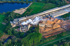 Aerial photograpy of Nolde industrial area (chipboard production) in Germersheim in the state Rhineland-Palatinate, Germany