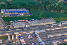 Oblique view of REBER Logistics Group and Nolte Möbel GmbH & Co. KG in Germersheim in the state Rhineland-Palatinate, Germany