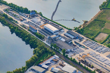 Aerial photograpy of BERDING BETON GmbH at Vettersee and Schäfersee in the district Rheinsheim in Philippsburg in the state Baden-Wuerttemberg, Germany