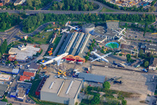 Technology Museum Speyer in Speyer in the state Rhineland-Palatinate, Germany from the drone perspective