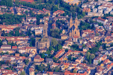 Aerial view of Memorial Church of the Protestation and Catholic Church of St. Joseph in Speyer in the state Rhineland-Palatinate, Germany