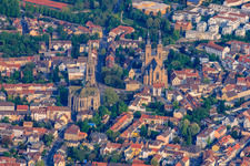 Aerial photograpy of Memorial Church of the Protestation and Catholic Church of St. Joseph in Speyer in the state Rhineland-Palatinate, Germany