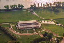 Aerial view of Restaurant and riding stable Kollerinsel in Brühl in the state Baden-Wuerttemberg, Germany