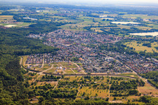 Aerial photograpy of City view from the west in Jockgrim in the state Rhineland-Palatinate, Germany