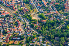 Community center, community square and train station in Jockgrim in the state Rhineland-Palatinate, Germany
