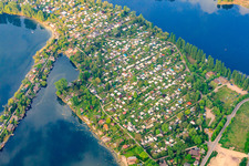 Blue Adriatic, Swan Pond Bay in Altrip in the state Rhineland-Palatinate, Germany