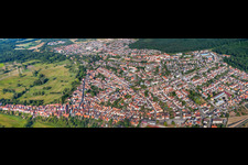 Panorama of the city from the east in Jockgrim in the state Rhineland-Palatinate, Germany