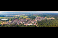 Aerial view of Panorama of the city from the north in Jockgrim in the state Rhineland-Palatinate, Germany