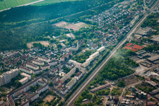 District Rheinau in Mannheim in the state Baden-Wuerttemberg, Germany from a drone
