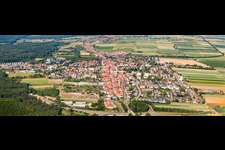 Aerial photograpy of City from the east in Kandel in the state Rhineland-Palatinate, Germany