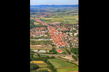 Oblique view of City from the east in Kandel in the state Rhineland-Palatinate, Germany