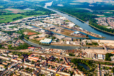 Harbor in the district Rheinau in Mannheim in the state Baden-Wuerttemberg, Germany