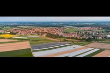 Panorama of the village view from the northwest in Rheinzabern in the state Rhineland-Palatinate, Germany