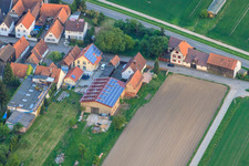 Aerial view of Stoffhalle Kissenzauber in Brehmstr in the district Minderslachen in Kandel in the state Rhineland-Palatinate, Germany