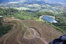 Aerial view of Malvern Wells, Prehistoric Excavations in the district Durlow Common in Putley in the state England, Great Britain