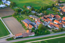 Drone recording of Stoffhalle Kissenzauber in Brehmstr in the district Minderslachen in Kandel in the state Rhineland-Palatinate, Germany