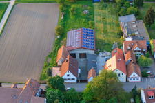 Stoffhalle Kissenzauber in Brehmstr in the district Minderslachen in Kandel in the state Rhineland-Palatinate, Germany from the drone perspective