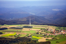 Oblique view of Television Tower Katzenbuckel in the district Reisenbach in Mudau in the state Baden-Wurttemberg, Germany