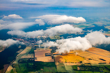 Aerial view of From the east under clouds in Blankenburg in the state Saxony-Anhalt, Germany