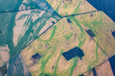 Agricultural fields embossed of soil erosion and water structures in Thale in the state Saxony-Anhalt