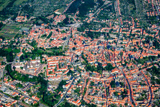 City view of the city area of in Quedlinburg in the state Saxony-Anhalt, Germany