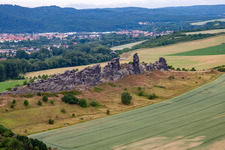 Devil's Wall (Königstein) in the district Weddersleben in Thale in the state Saxony-Anhalt, Germany viewn from the air