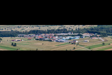 Panorama of the Im Schwarzenbusch commercial area in the district Pfaffenrot in Marxzell in the state Baden-Wuerttemberg, Germany