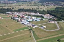 Building and production halls on the premises of corthum Nordschwarzwald GmbH - corthum Erdenwerk in the district Pfaffenrot in Marxzell in the state Baden-Wurttemberg