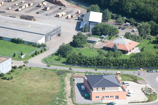 Aerial view of Building and production halls on the premises of corthum Nordschwarzwald GmbH - corthum Erdenwerk in the district Pfaffenrot in Marxzell in the state Baden-Wurttemberg