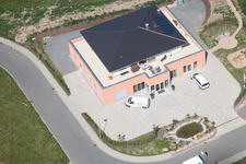 Im Schwarzenbusch commercial area in the district Pfaffenrot in Marxzell in the state Baden-Wuerttemberg, Germany from the plane