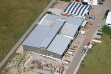 Drone image of Im Schwarzenbusch commercial area in the district Pfaffenrot in Marxzell in the state Baden-Wuerttemberg, Germany