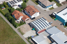 Aerial photograpy of Im Schwarzenbusch commercial area in the district Pfaffenrot in Marxzell in the state Baden-Wuerttemberg, Germany