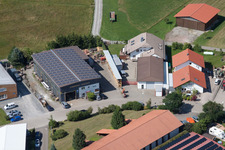 Im Schwarzenbusch commercial area in the district Pfaffenrot in Marxzell in the state Baden-Wuerttemberg, Germany from above