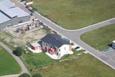 Im Schwarzenbusch commercial area in the district Pfaffenrot in Marxzell in the state Baden-Wuerttemberg, Germany from a drone