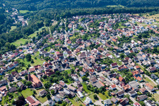 Town View of the streets and houses of the residential areas in Pfaffenrot in the state Baden-Wurttemberg, Germany