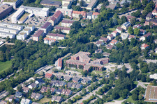 Aerial view of Caritas Senior Center at Horbachpark in Ettlingen in the state Baden-Wuerttemberg, Germany