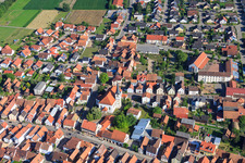 Church of St. Wendelin in Hatzenbühl in the state Rhineland-Palatinate, Germany from above