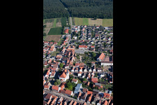 Aerial photograpy of Church building in the village of in Hatzenbuehl in the state Rhineland-Palatinate