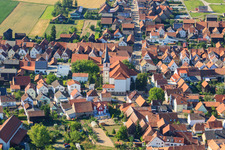 Church of St. Wendelin in Hatzenbühl in the state Rhineland-Palatinate, Germany out of the air