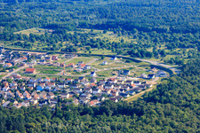 Aerial view of Vogelring new development area in Jockgrim in the state Rhineland-Palatinate, Germany