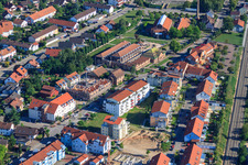 Aerial photograpy of Untere Buchstraße and Ludoviciring in Jockgrim in the state Rhineland-Palatinate, Germany