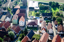 Drone recording of Brehmstr in the district Minderslachen in Kandel in the state Rhineland-Palatinate, Germany