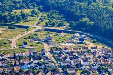 Oblique view of Vogelring new development area in Jockgrim in the state Rhineland-Palatinate, Germany