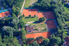 Aerial view of Tennis courts of TC77 in Jockgrim in the state Rhineland-Palatinate, Germany